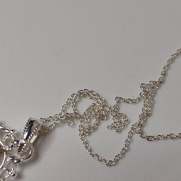 Two Tone Round Pendant Necklace 16.5 Inches Long - Picture 7 of 10